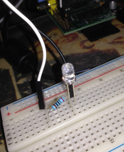 Picture of my simple led circuit connected to the Pi.